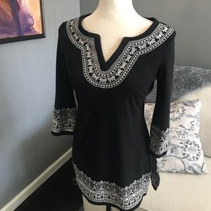 INC Tunic Top - Black with white detail